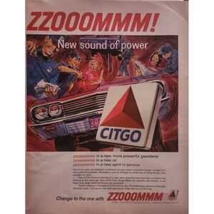 CITGO Magazine Ad 1960s ZOOOOMMM! Gas Oil Service Rathjen Art 10x13